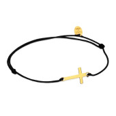 Bratara cu snur negru si cruciulita aur 14K DiAmanti LU069G14KBLACK-AS